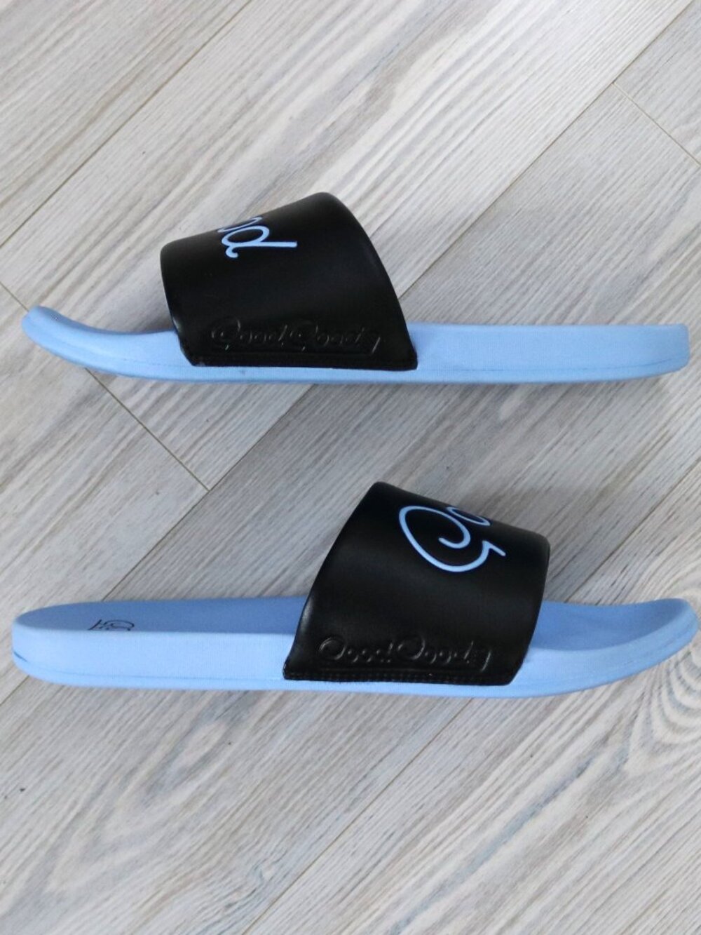 Good Good Fighting for Par Slides Men's 12 Black Azure Golf Resortwear Sandals